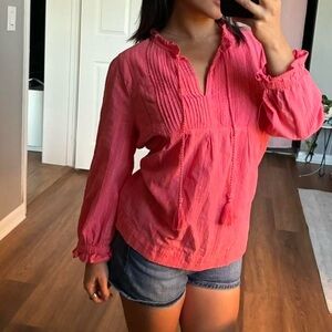 Charter club top size XS Women’s Pink Pintuck Peasant Blouse
